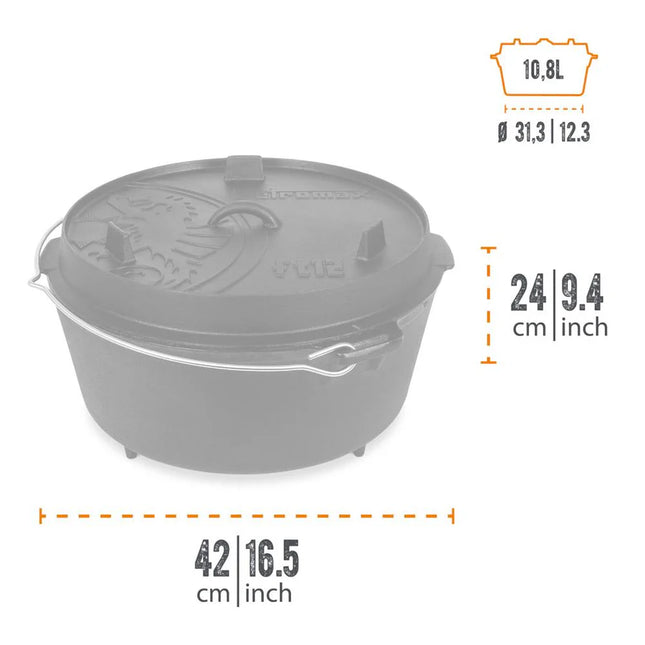Petromax Dutch Oven FT12 gietijzeren pan met pootjes 10,8 liter