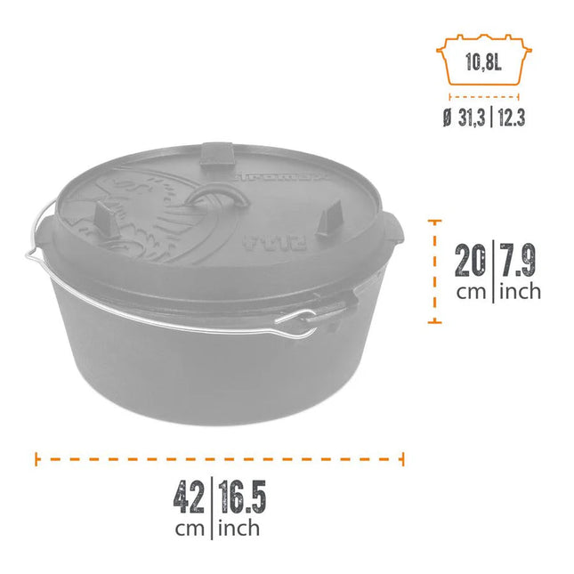 Petromax Dutch Oven FT12-t gietijzeren pan 10,8 liter - Firesite
