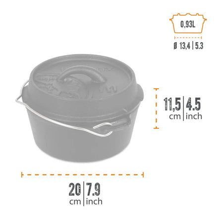 Petromax Dutch Oven FT1-t  gietijzeren pan 0,93 liter - Firesite