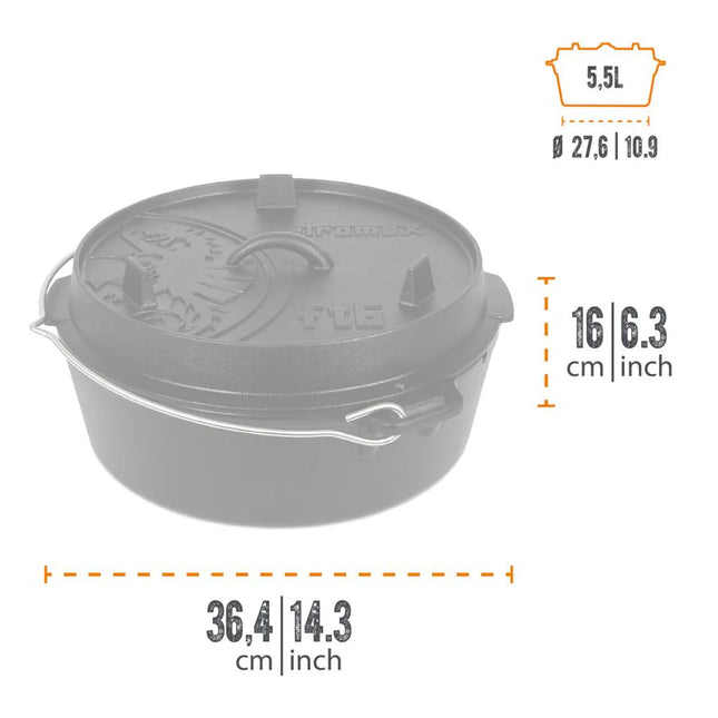 Petromax Dutch Oven FT6-t gietijzeren pan 5,5 liter