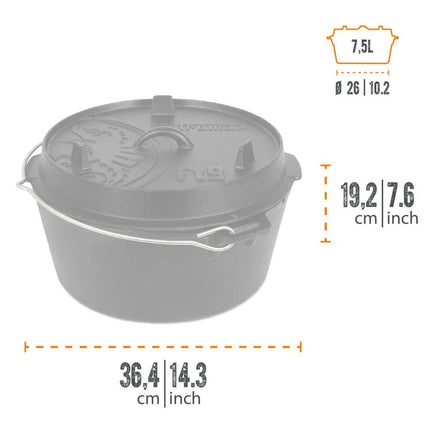 Petromax Dutch Oven FT9-t gietijzeren pan 7,5 liter - Firesite