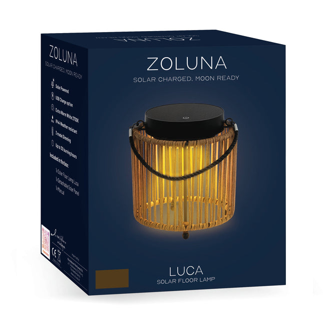 Verpakking van de ZOLUNA solar lantaarn Luca Light Oak