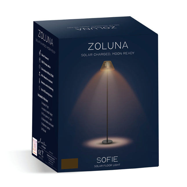 Verpakking van de ZOLUNA solar vloerlamp Sofie