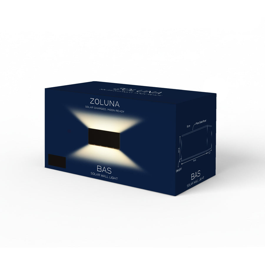 Verpakking van de ZOLUNA solar wandlamp Bas