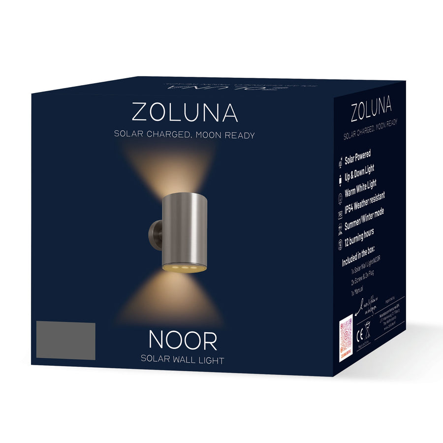 Verpakking van de ZOLUNA solar wandlamp Noor