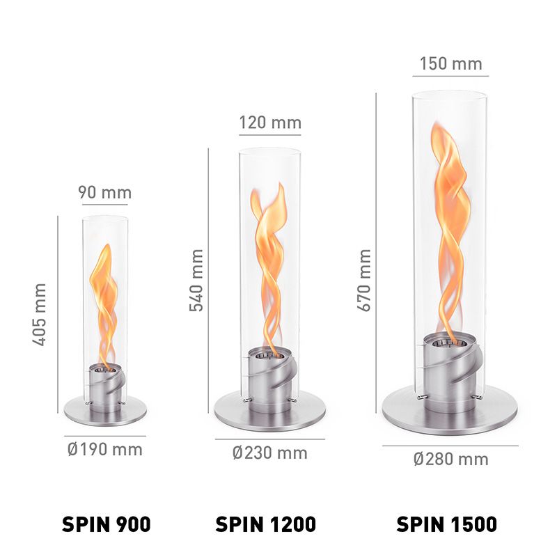 Höfats SPIN 900 Tafelvuur Sfeerlantaarn Zilver - Firesite