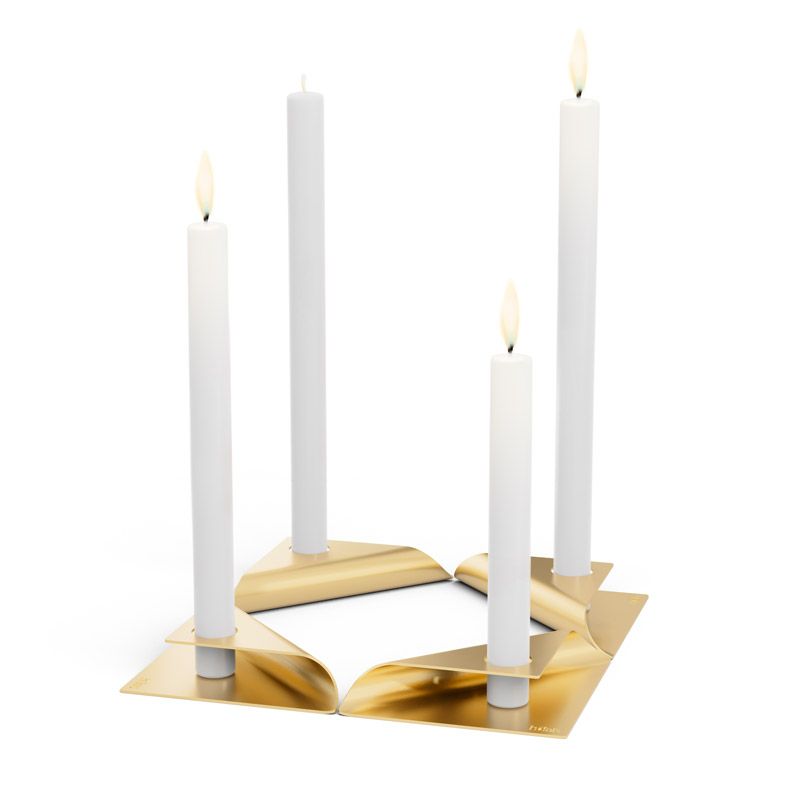 Höfats Square Candle Kandelaar Goud - Firesite