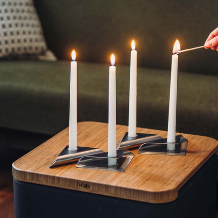 Höfats Square Candle Kandelaar Zilver - Firesite