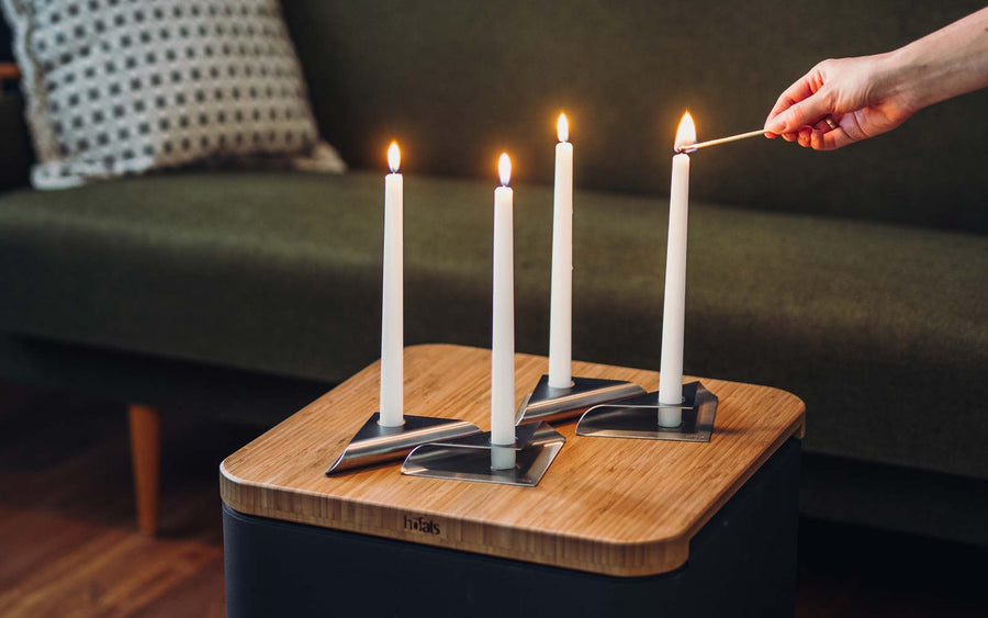 Höfats Square Candle Kandelaar Zilver - Firesite