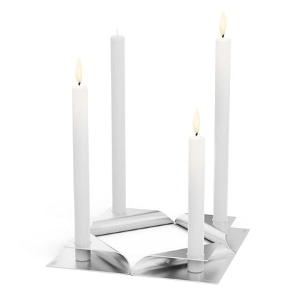 Höfats Square Candle Kandelaar Zilver - Firesite