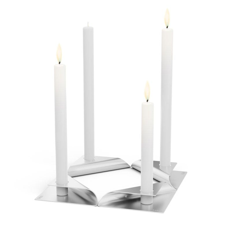 Höfats Square Candle Kandelaar Zilver - Firesite
