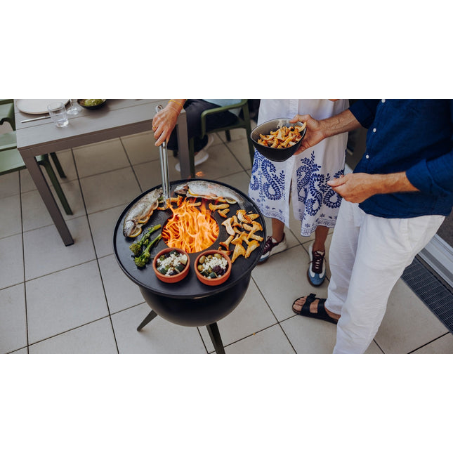 Höfats MOON 45 Grillset hoog All Black Vuurschaal + Plancha - Firesite